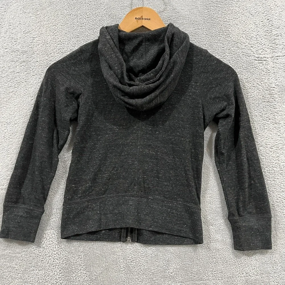 Vintage Nike Hoodie Girls Small Charcoal Gray Cotton Gym Fleece Logo‎ Full Zip